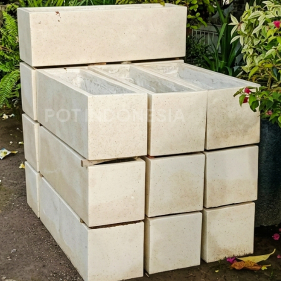 Pot Indonesia-Pot terrazzo model panjang , bahan serbuk terrazzo/granit-Ukuran Panjang 100cm x Tingg