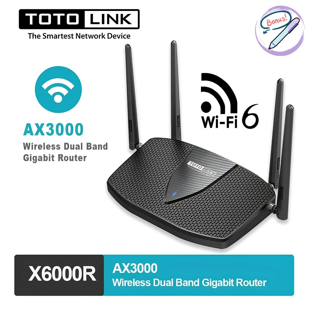 TOTOLINK ROUTER WIRELESS X6000R DUAL BAND GIGABIT WI-FI 6