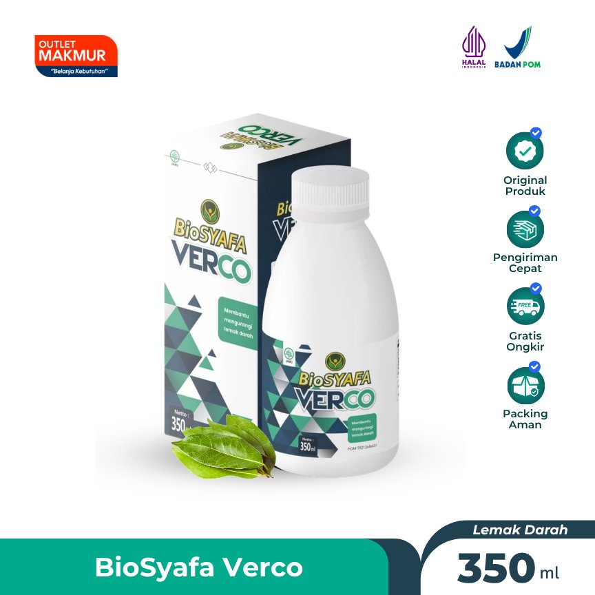 BIOSYafa Verco Probiotik Menurunkan Kolesterol Lemak Darah 350ml Herbal Halal