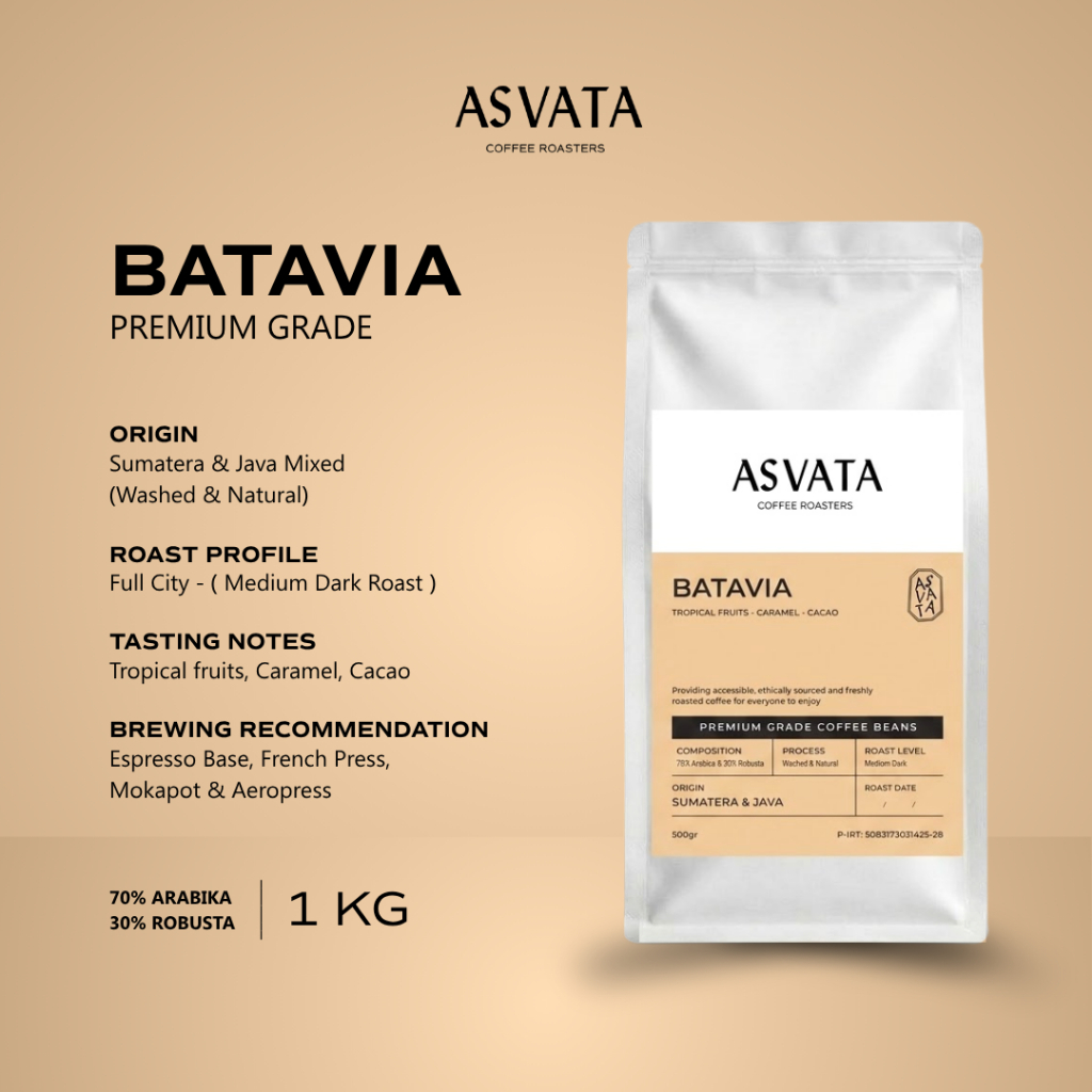 Biji Kopi Batavia Espresso Blend 1 KG Premium Grade Arabika Robusta