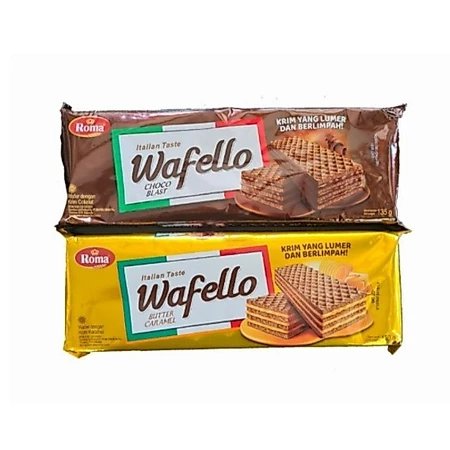 WAFER WAFELLO JUMBO CHOCO BLAST DAN BUTTER CARAMEL ROMA MAYORA ITALIAN TASTE GROSIR MURAH BANDUNG