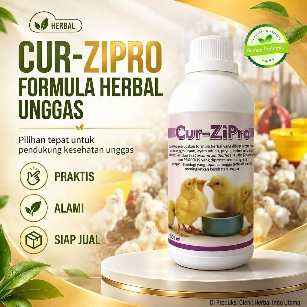 Cur-ZiPro 500 ml - Vitamin Ayam Peningkat Daya tahan dan Nafsu Makan Probiotik Herbal