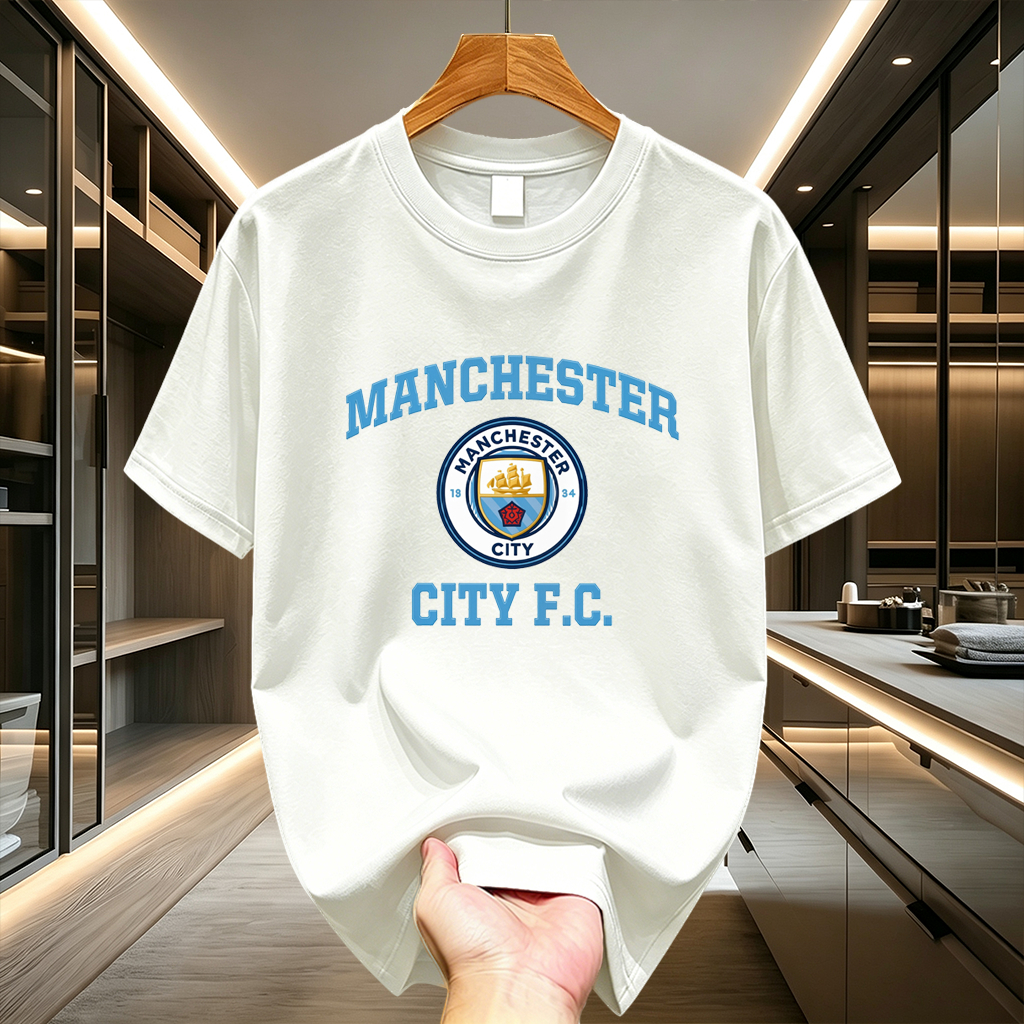 Lokal Premium Baju Kaos Pria Manchester City Logo Tim Sepakbola Kaos Cewek Oversize Casual Streetwea