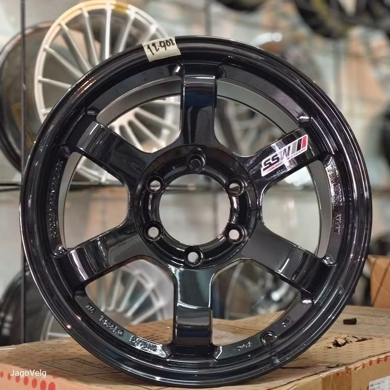 SSW Original TE37 Black Glossy Ring 17 PCD 6x139,7 ET0 – Offroad Style untuk Fortuner, Pajero Sport,