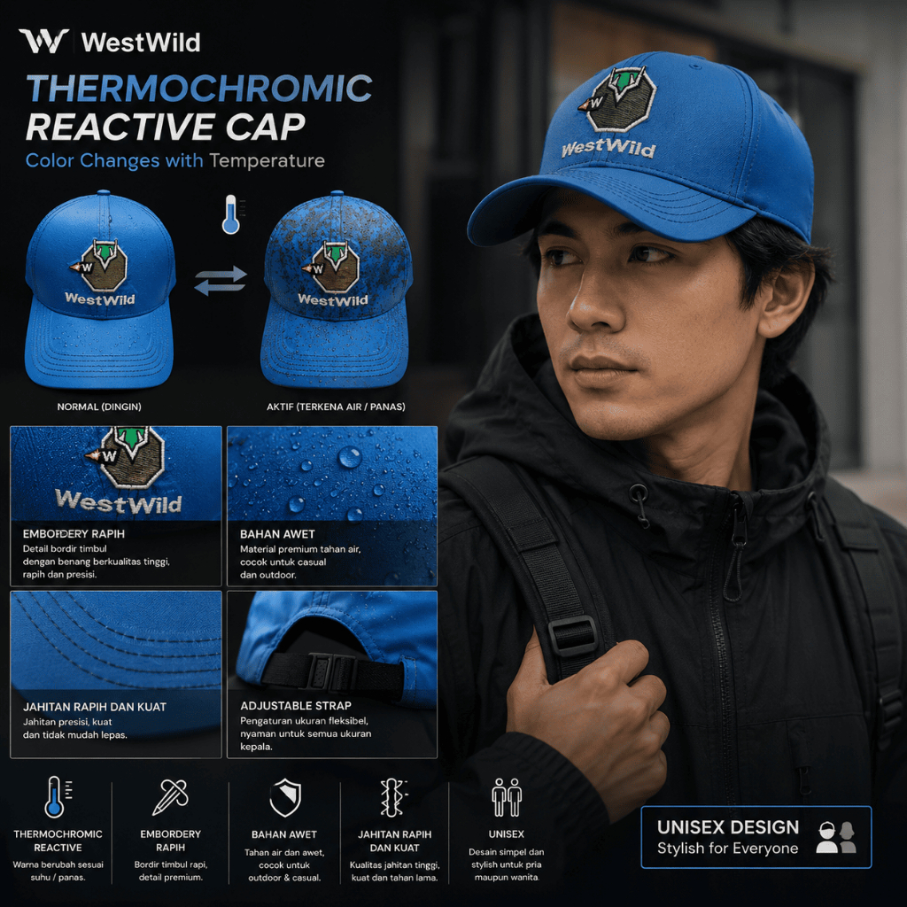 Topi Baseball WestWild ThermoChromic Reactive Cap Warna Berganti Suhu Adjustable Strap Unisex