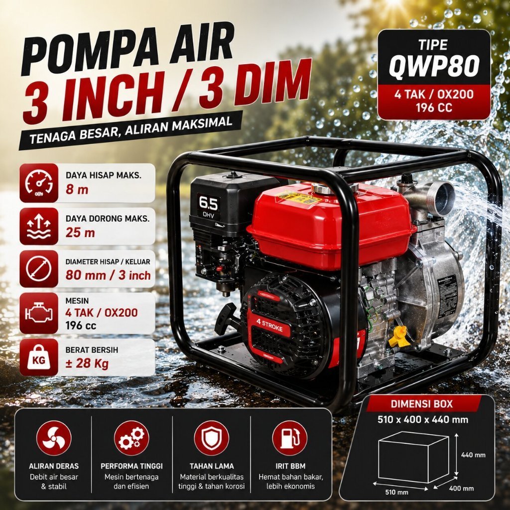 POMPA AIR 3" (PROQUIP) QWP80 + GX220