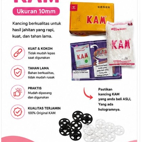 Kancing Cetet Jepret Snap Button Plastik KAM 1CM Putih Bening 1000 pcs /Cetet/Jepret Plastik Warna B