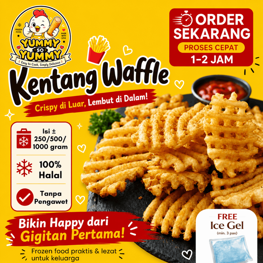 Kentang Waffle Crisscut Fries Makanan Beku Kentang Goreng Frozen