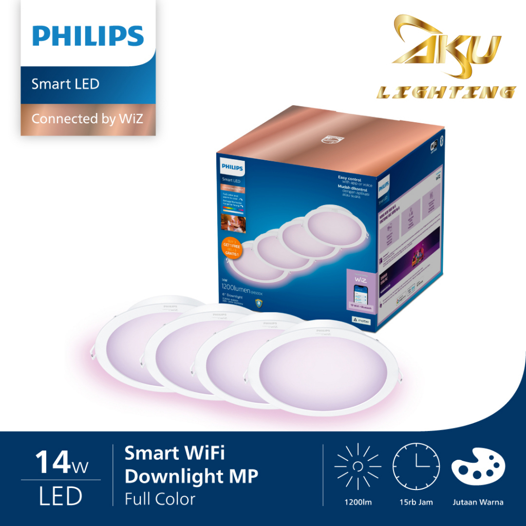 Philips Smart LED Downlight RGB Color 14W Multipack