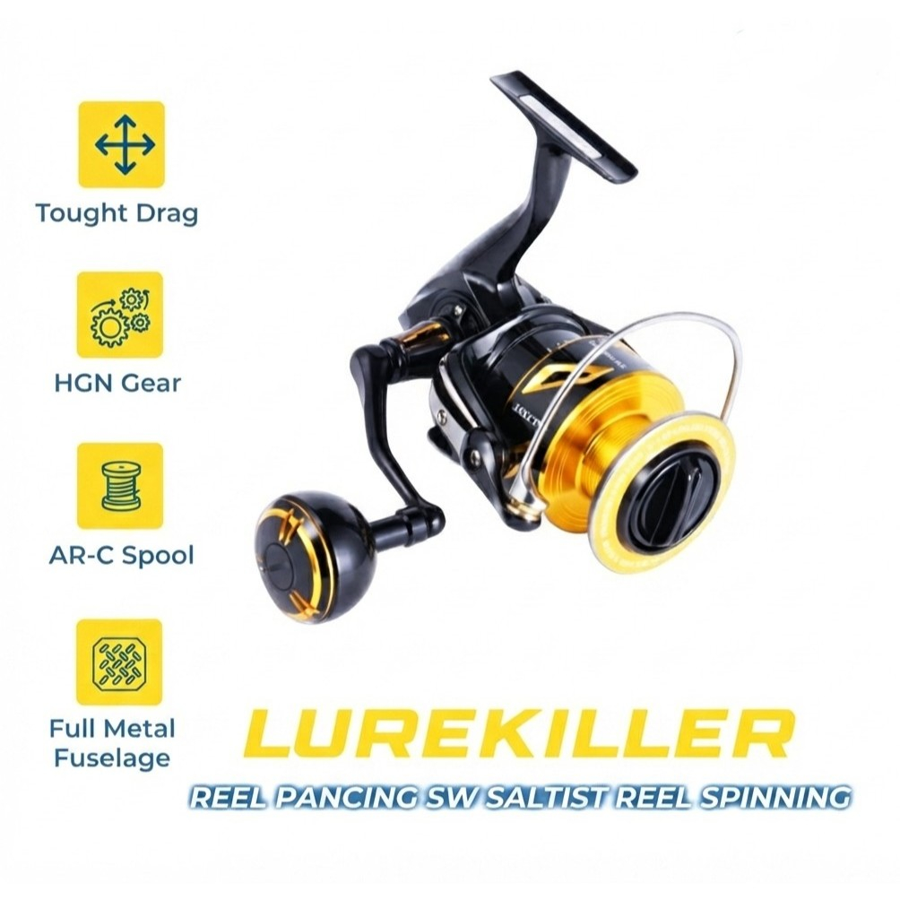 LUREKILLER Saltist Reel Spinning SW Reel Pancing Laut Full Metal Tought Drag & HGN Gear RP001