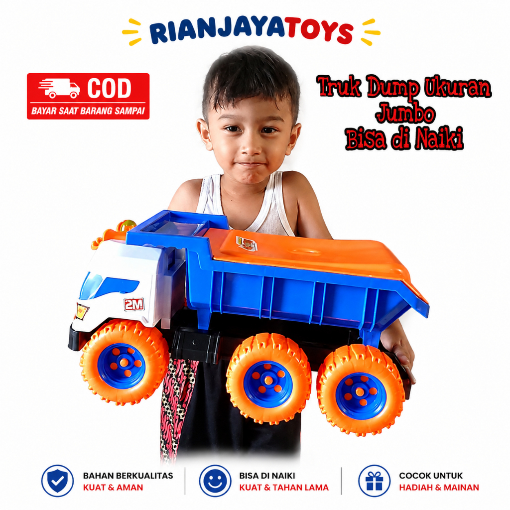 MAINAN ANAK MOBIL TRUK PASIR JUMBO/TRUK DUMP/ TRUK TRONTON UKURAN BESAR BISA DI NAIKI