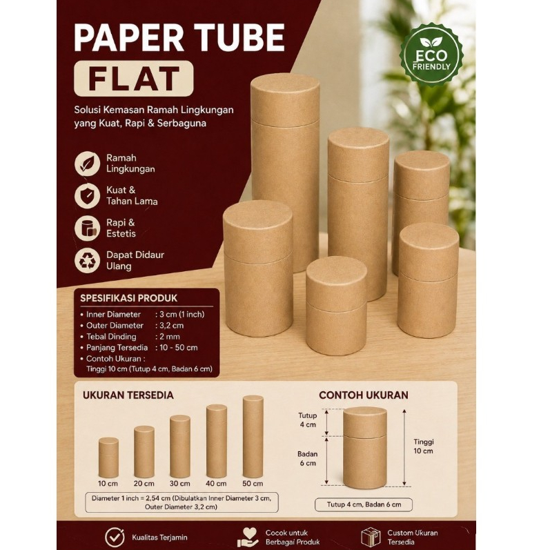 3.0 cm / paper tube /paper tube flat / paper core / 1 set / tutup buka