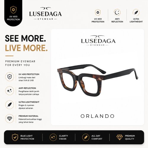 LUSEDAGA Orlando Frame Square Bold Kacamata Unisex Lensa Photochromic Bluechromic Anti Radiasi