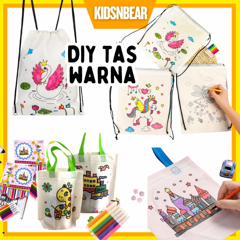 Mainan Edukasi Anak Gambar Mewarnai Tas Kain Prakarya Diy | 109-DIY Tas Warna