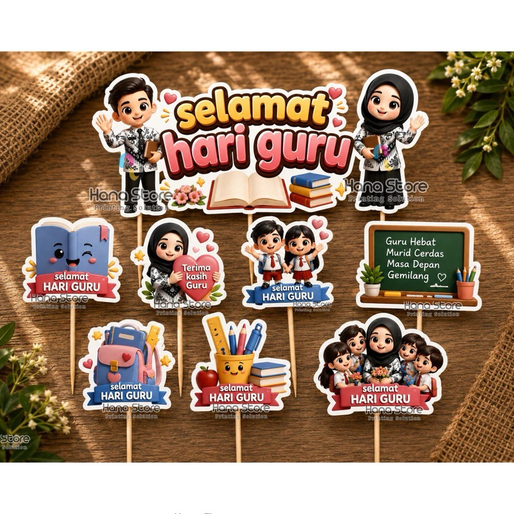 Topper Hari Guru / Topper kue selamat hari guru / topper teacher day / Hiasan Kue / Hiasan Tumpeng