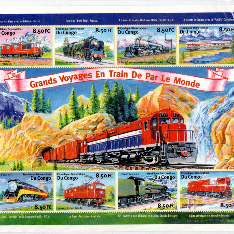 Prangko Tema Kereta Api Train 135 Congo