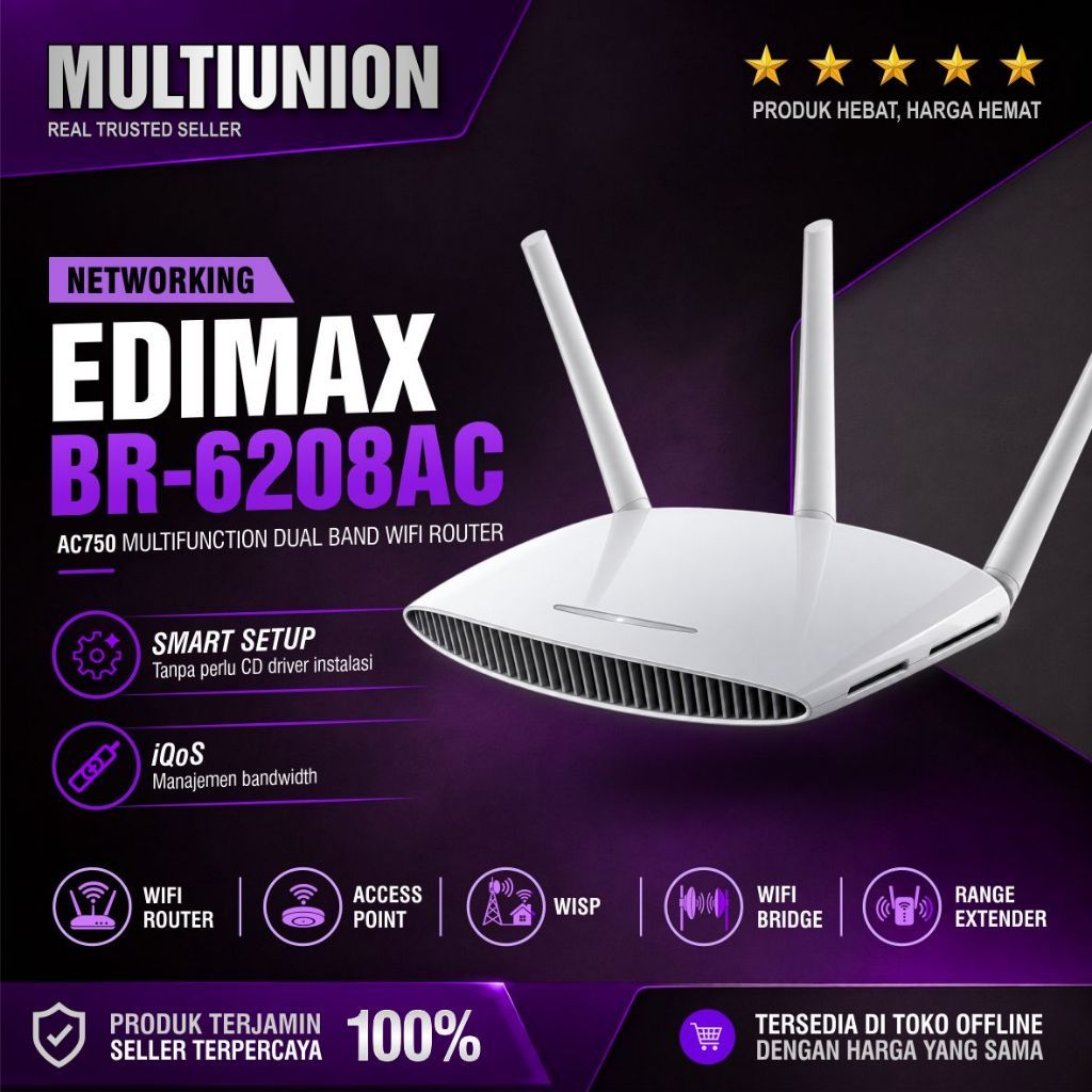 Edimax BR-6208AC Router WiFi Dual Band AC750 5-in-1 Access Point Extender