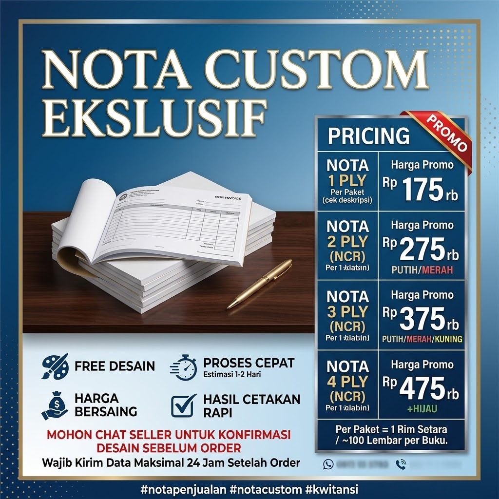 Cetak Nota HVS A4_NCR_ Custom _Cetak1 Warna_1 Rim