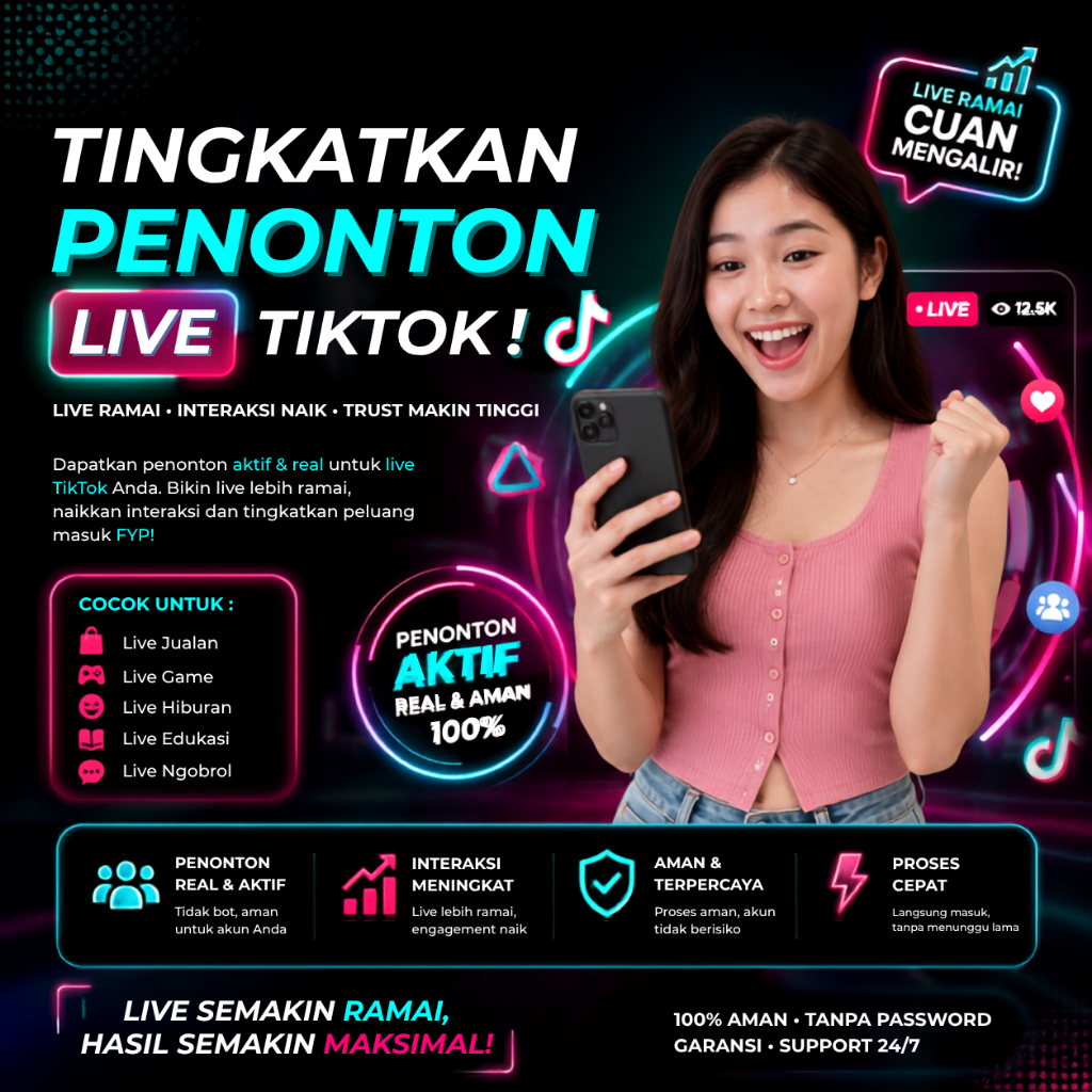 Jasa Penonton Live  viewer TikTok Akun Real Aktif untuk Live