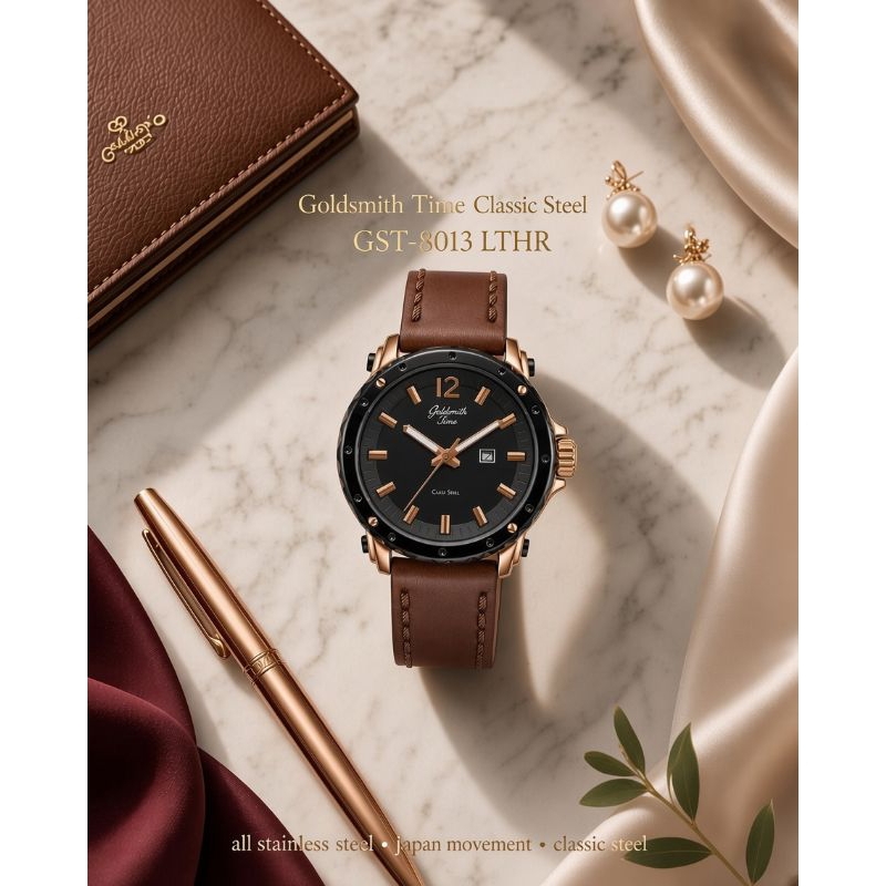 goldsmith time jam wanita gst 8013 lthr