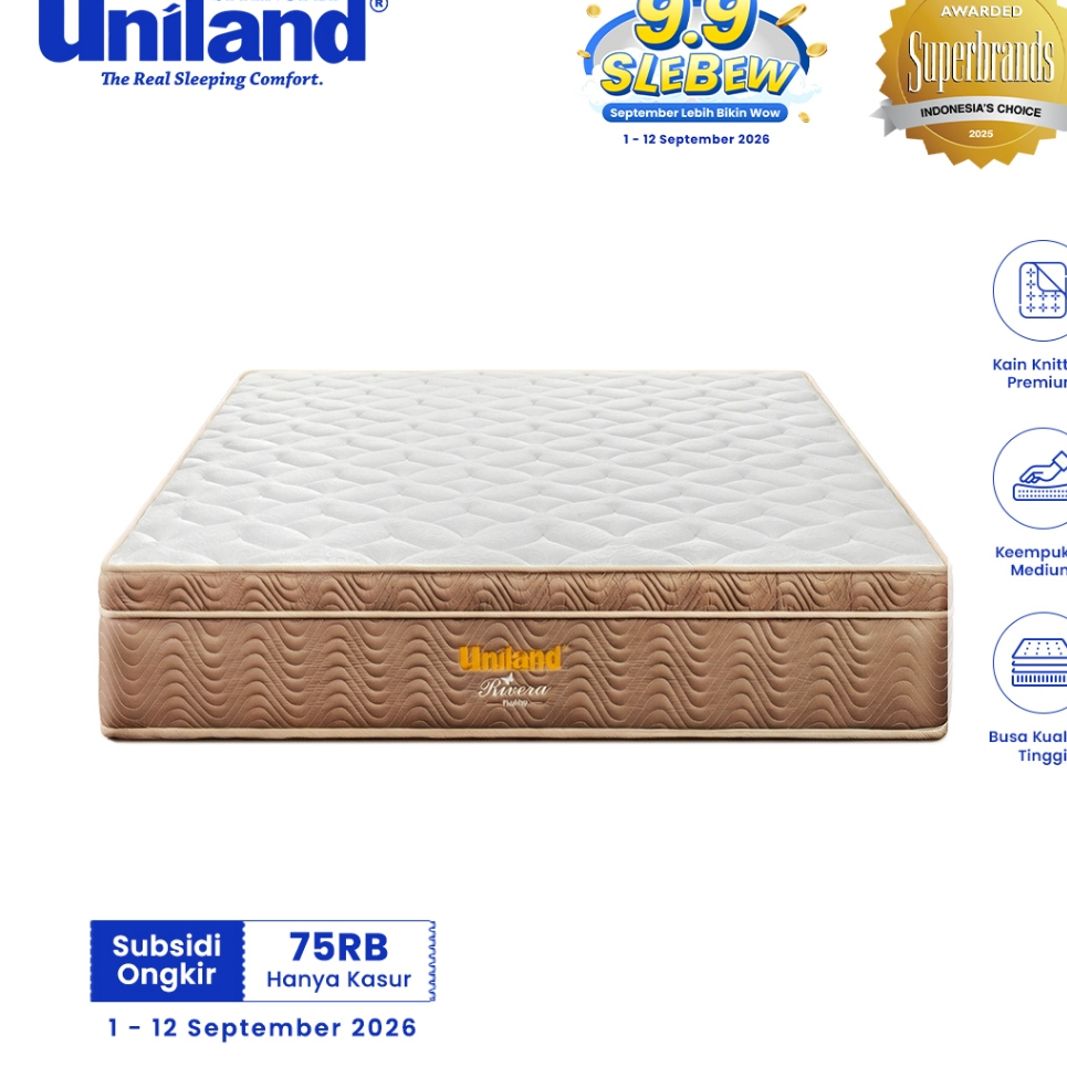 Uniland Springbed Rivera Plushtop Paris - Hanya Kasur Spring Bed Matras