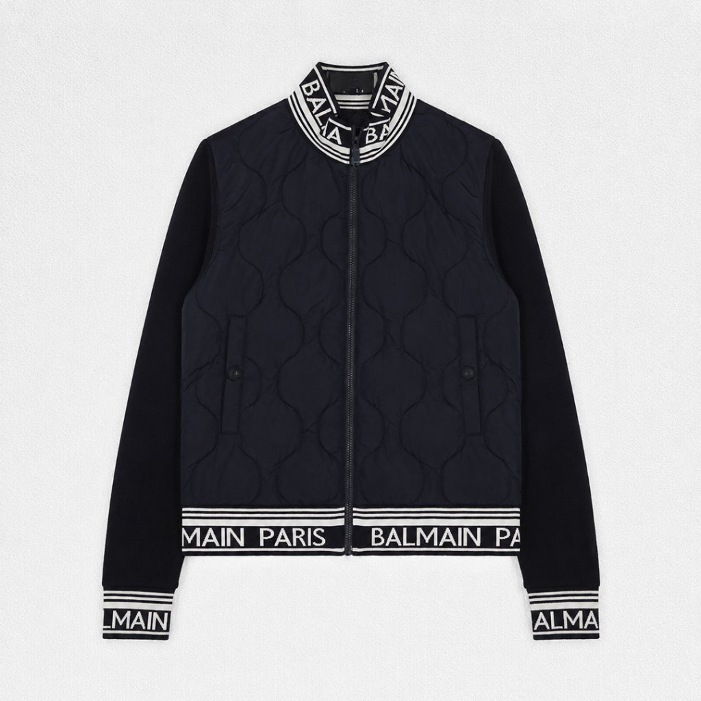Jaket BALMAIN TEXT LINE BOTTOM PADDED NAVY ZIP JACKET 100% ORIGINAL