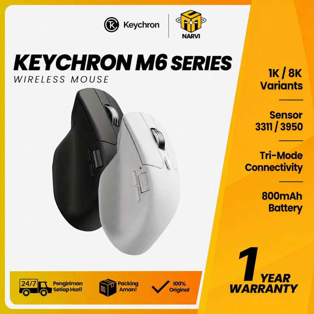 Keychron M6 Series - M6 Wireless Mouse Sensor PixArt 3311 (1K Polling Rate) / Wireless Mouse PixArt 