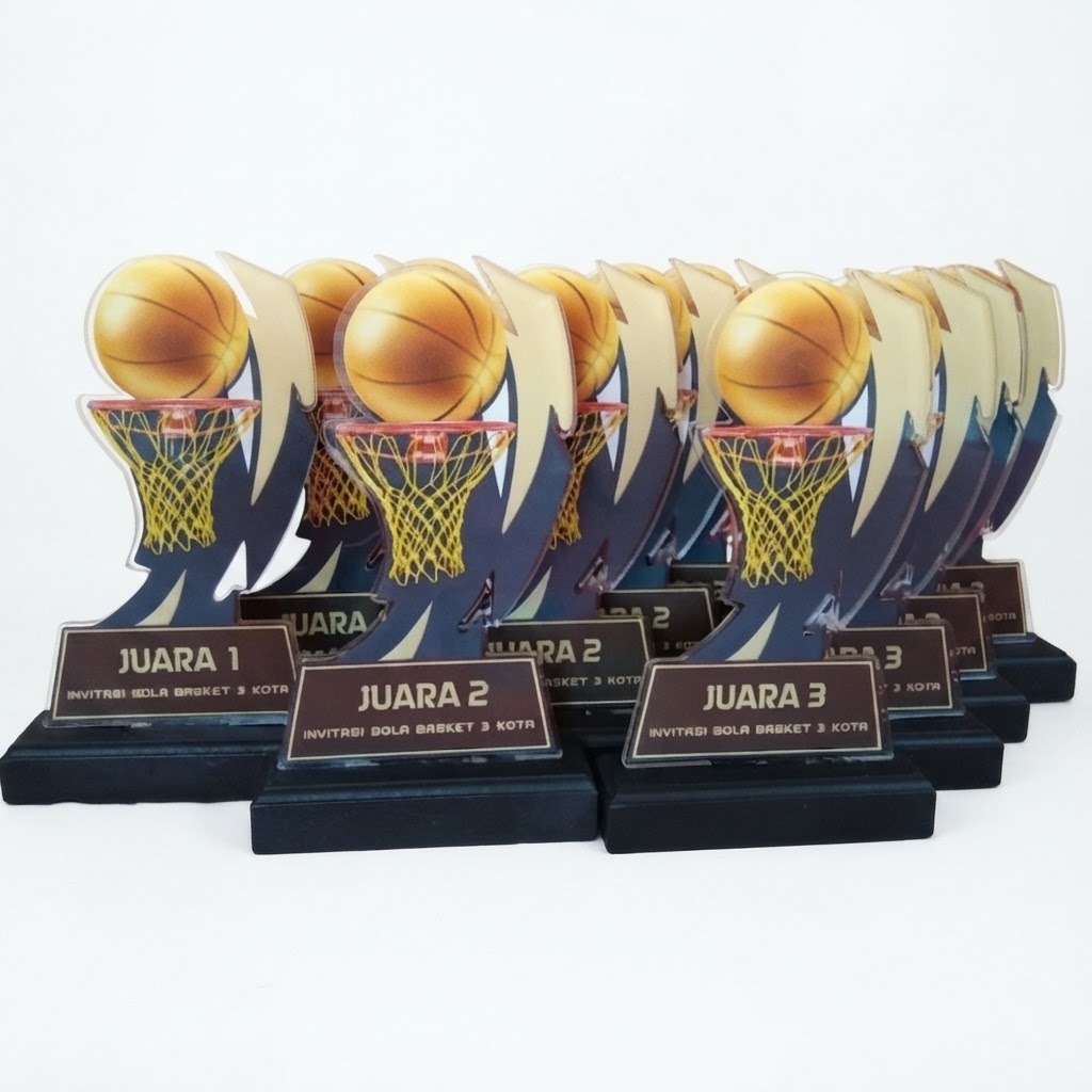 Trofi Basketball Second Place Third Place Acrylic Stand Penghargaan Kejurnaan Bola Basket