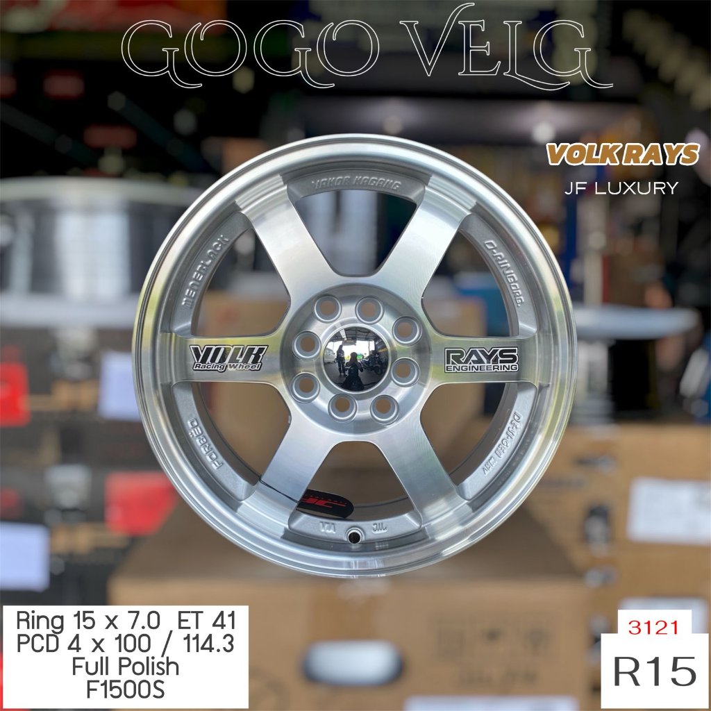 Velg Mobil R15 TE37 PCD 8X100/114,3 lebar 7 ET 41 Silver Brio Avanza Jazz Swift City Kijang Ring 15