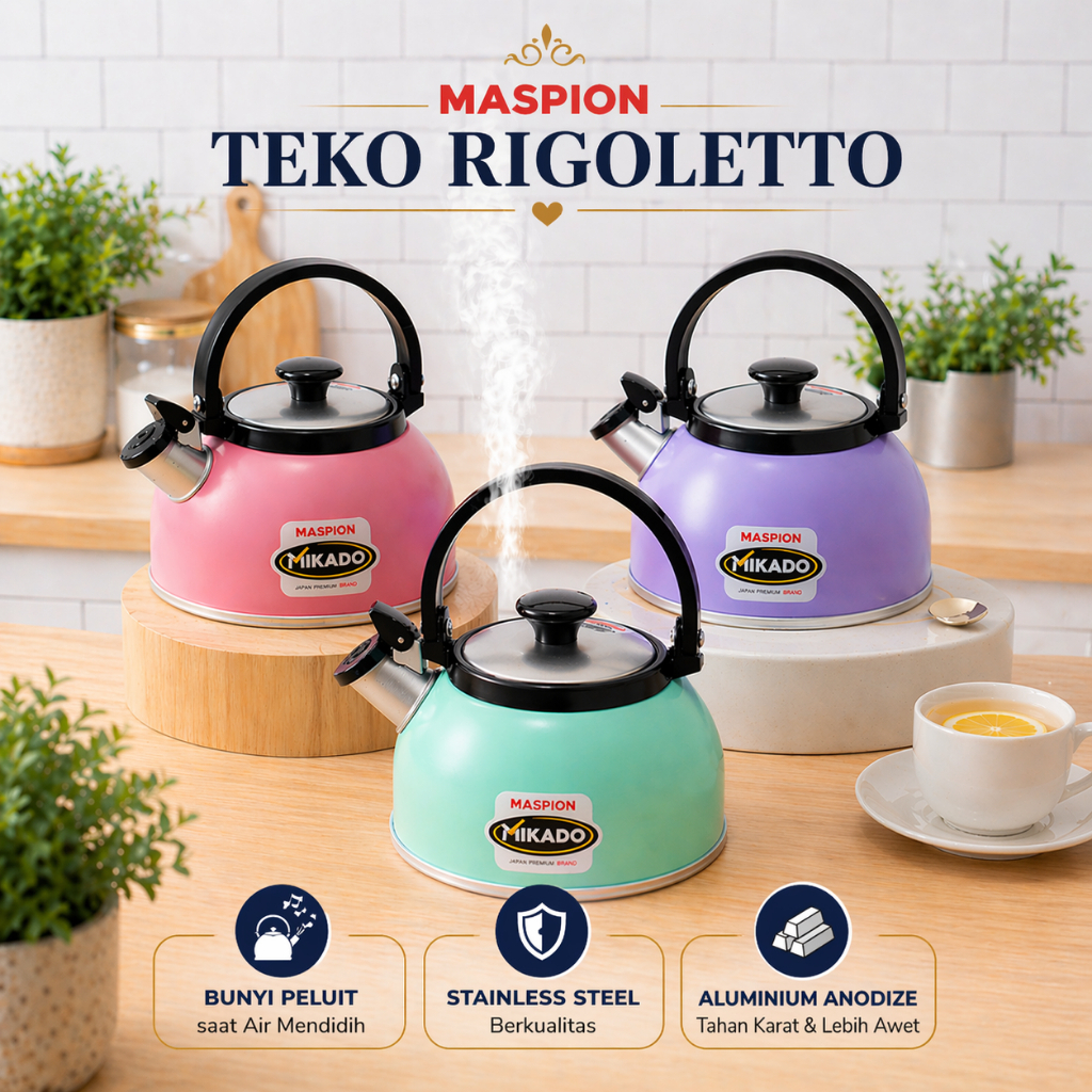 Maspion Mikado Teko Rigoletto Summer Roller Coating / Teko Bunyi - Warna Random