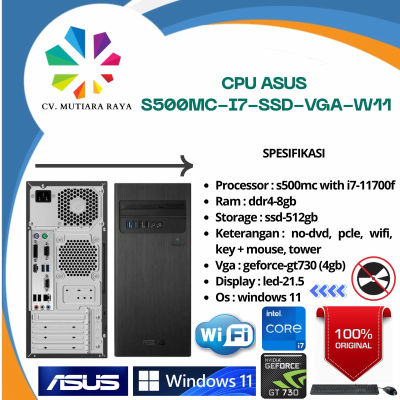 CPU ASUS S500MC-I7-SSD-VGA-W11