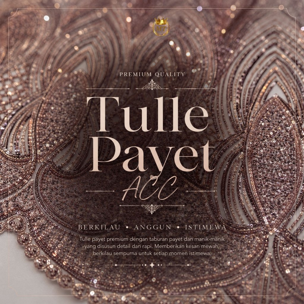 Tulle Full Accesories / Tulle Payet Mewah / Bahan Gaun Pengantin Kebaya / Tile Payet Sequin