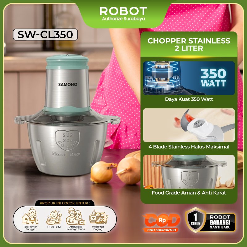 SAMONO Chopper 2L Stainless Multifungsi coper daging dan bumbu chopper daging dan bumbu coper bumbu 