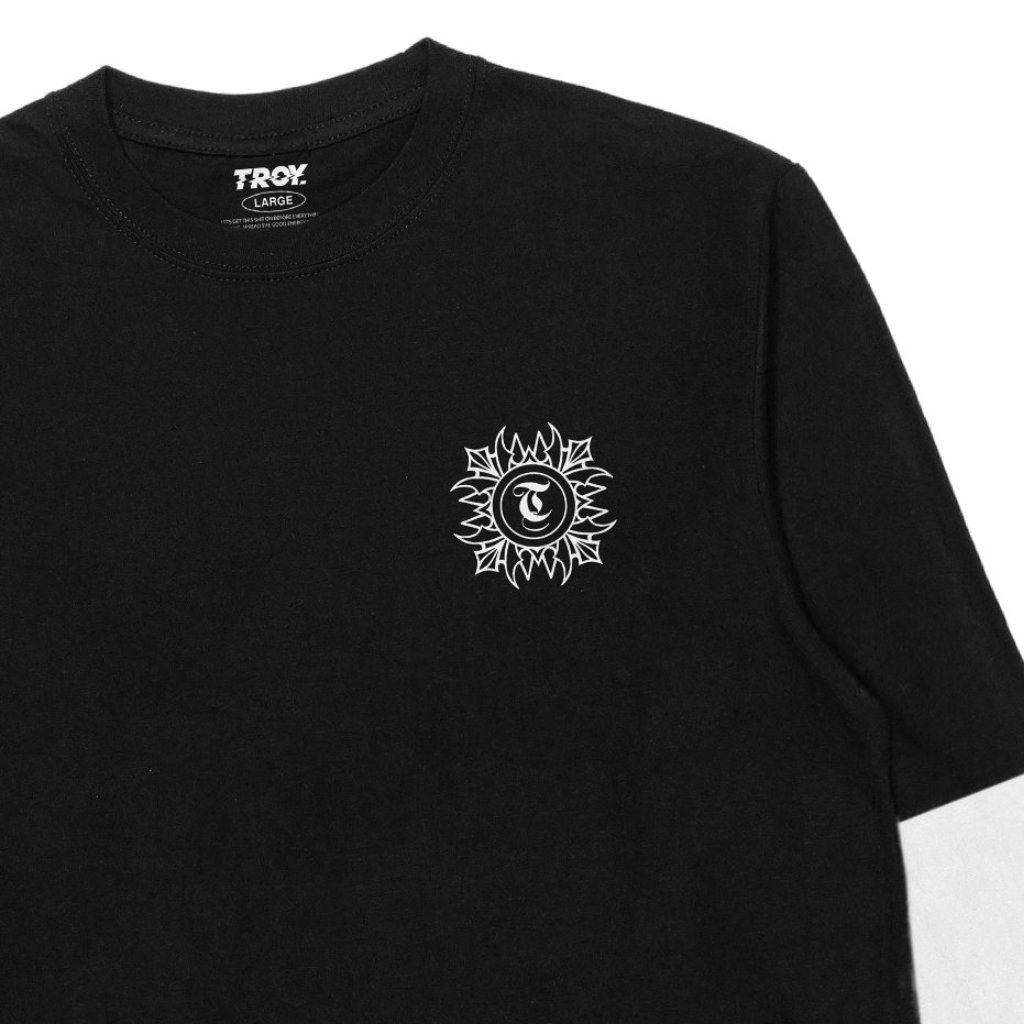 Troy Company Longsleeve Doublesleeve Black White Crosstion - Kaos Lengan Panjang Hitam Putih DSD 3693