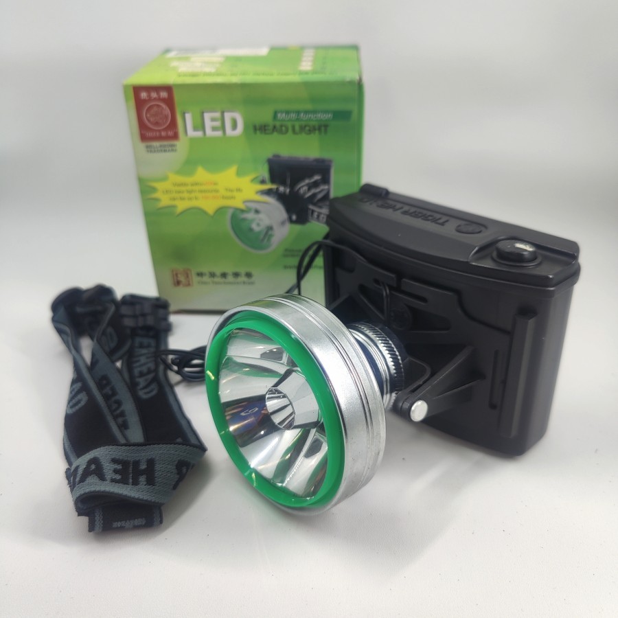 Lampu Senter Kepala LED Tiger Baterai Head Light Multiguna Tiger Original
