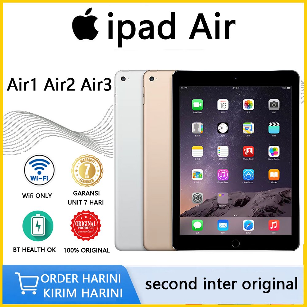 iPad Air Wi-Fi Only - Air1 Air2  Air3 tablet Apple second inter original -16GB 32GB 64GB 128GB