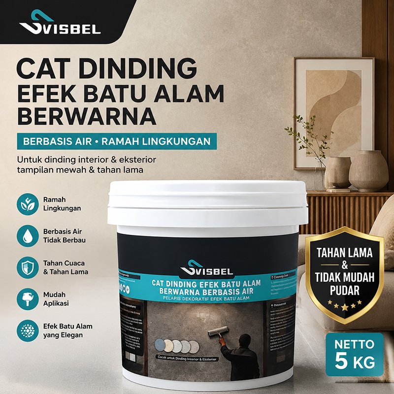 Cat Pasir Tembok 20kg Premium Cat Dinding Tekstur Waterproof untuk Interior dan Eksterior