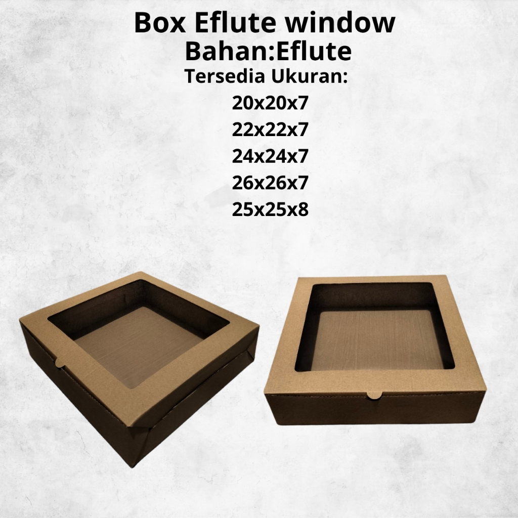 Box Kotak Kardus Eflute Coklat Window 20x20x7 22x22x7 24x24x7 25x25x8 26x26x7 Kotak Packaging Makana