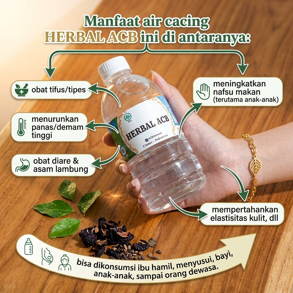 Air Cacing Bening Herbal ACB 250ml Asli Condong Ciamis Tasikmalaya Original - Obat Tipes Typus Demam