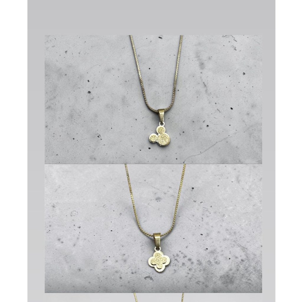 Lobster 750 - Kalung Clover Mickey Love Titanium Rantai Tipis Anti Karat