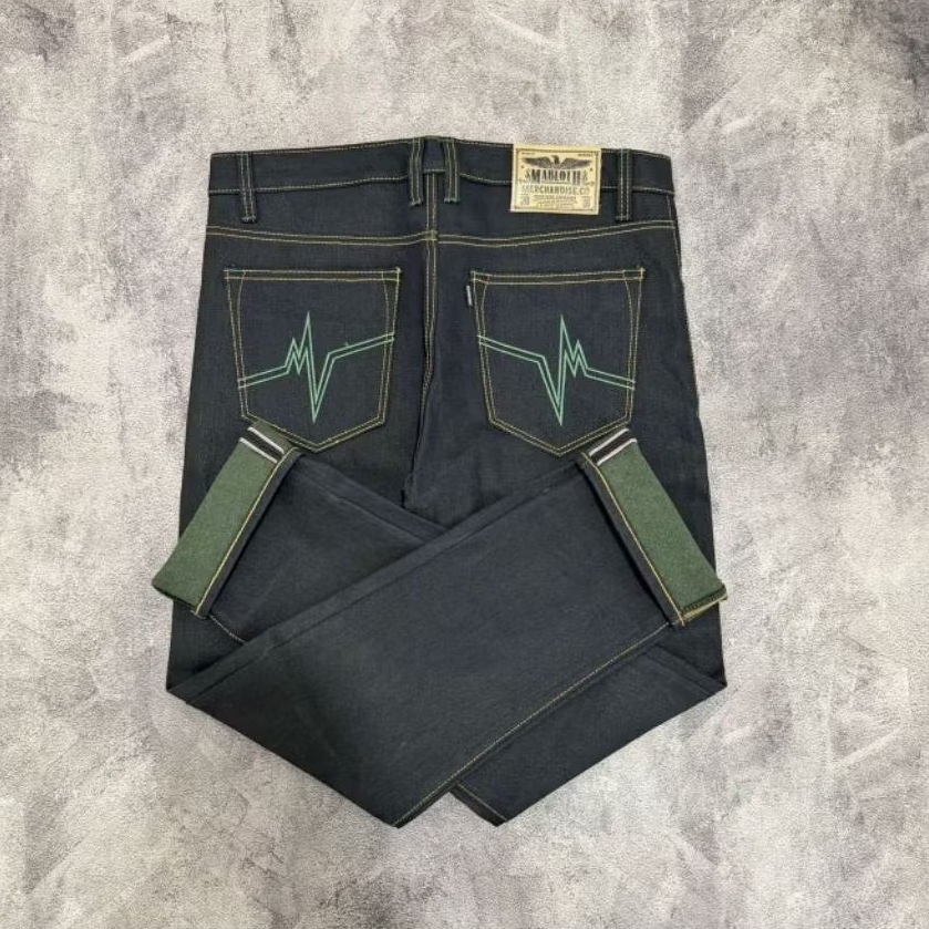 DENIM SELVEDGE INDIGO X GREEN WEFT JEANS SELVEDGE 16.OZ