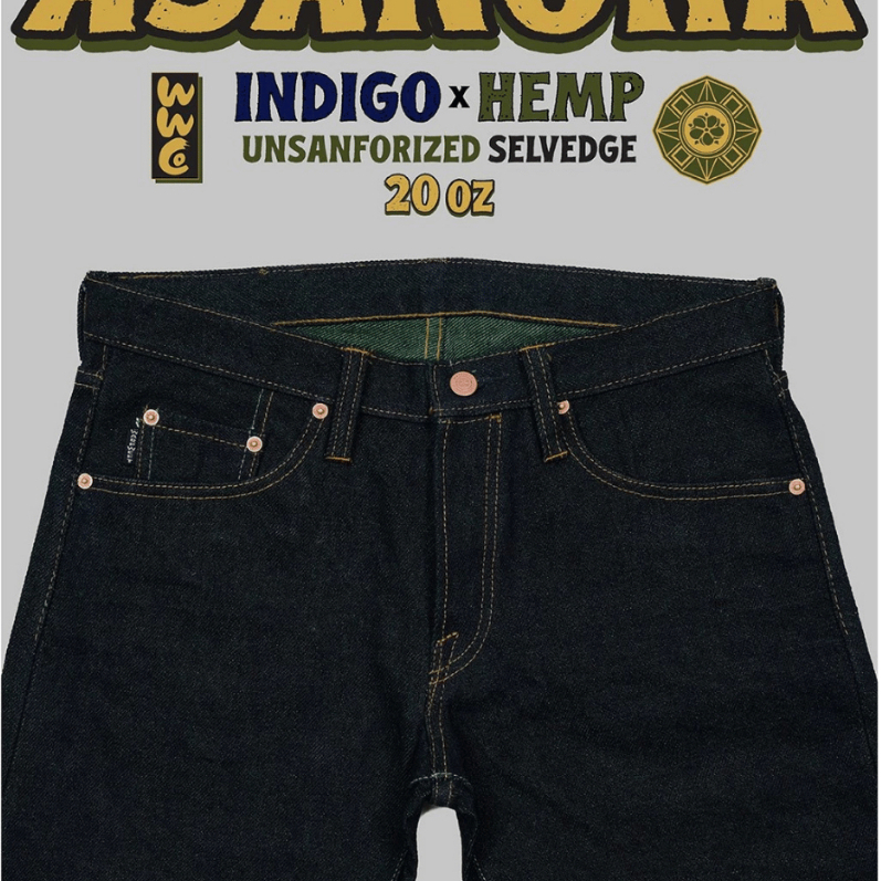 WWco ESSential Series : Asanoha Midori Hemp Denim 20oz