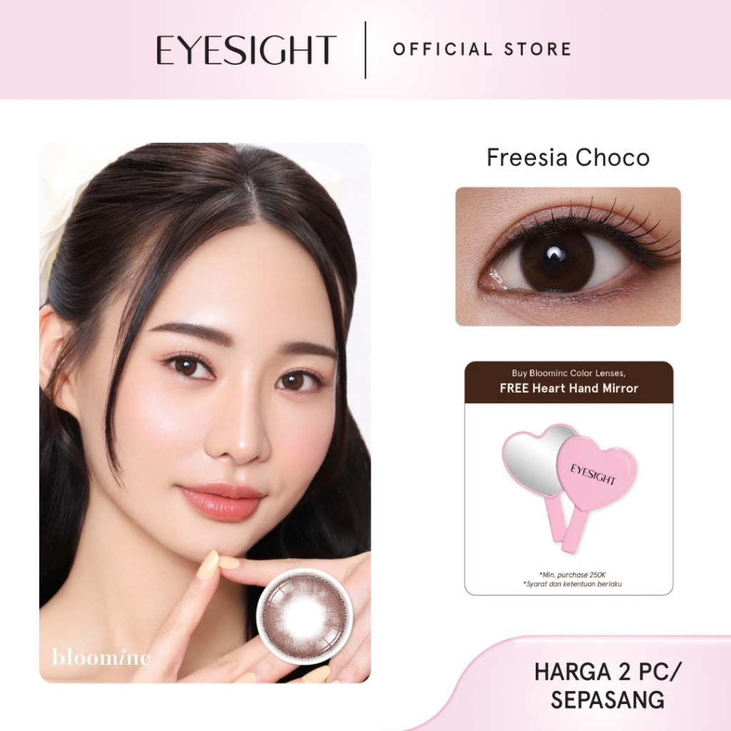 EYESIGHT LENSES Softlens Bloominc Freesia Choco | Softlens Korea Premium 14.2mm, Warna Cokelat Super