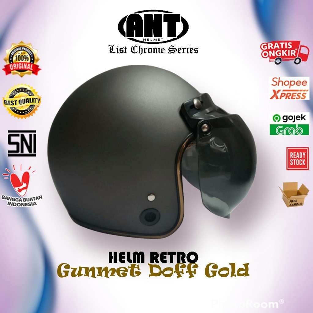 Helm Bogo / Helm Retro / Helm List Chrome Gunmet Doff Gold HKM