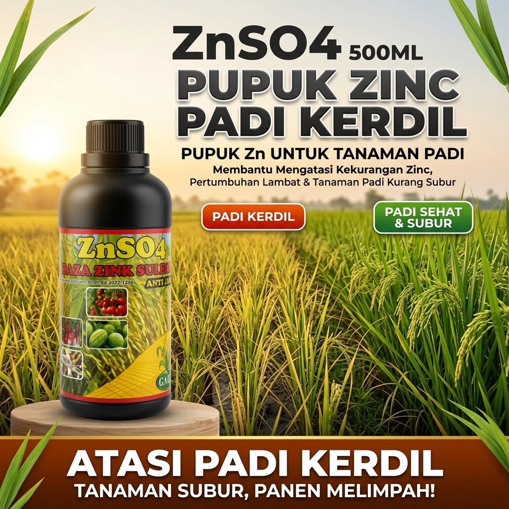 ZNSO4 500ML Pupuk Zn Padi Kerdil & Pertumbuhan Lambat | Pupuk Zinc Tanaman Padi Sawah | Membantu Mem