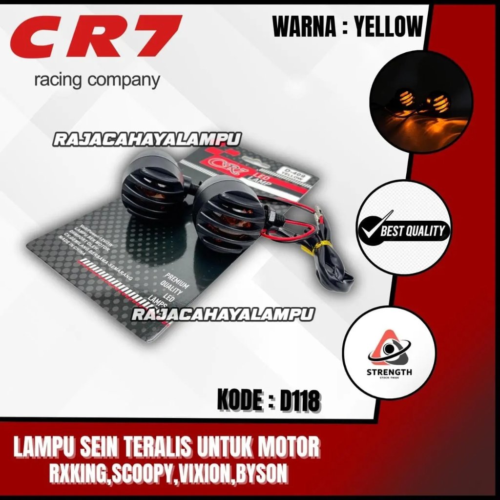 Sepasang Lampu Sein Ritting Teralis Warna Kuning D118 CR7 Motor Scoopy Rxking Vixion Byson Ninja CB 