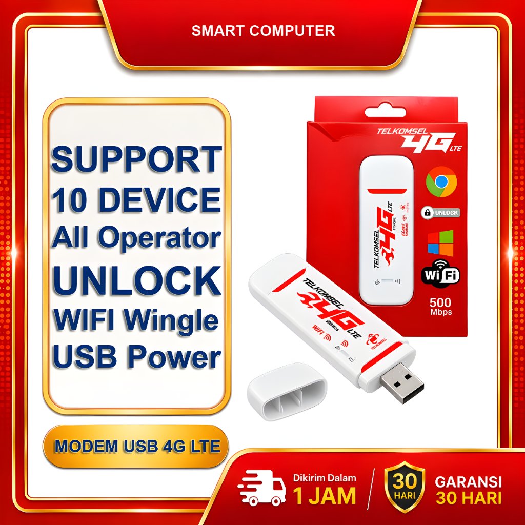 Modem USB | 4G LTE | Wireless 500 Mbps | Wingle | All Operator Bisa Semua kartu Sim | Support 10 Kon