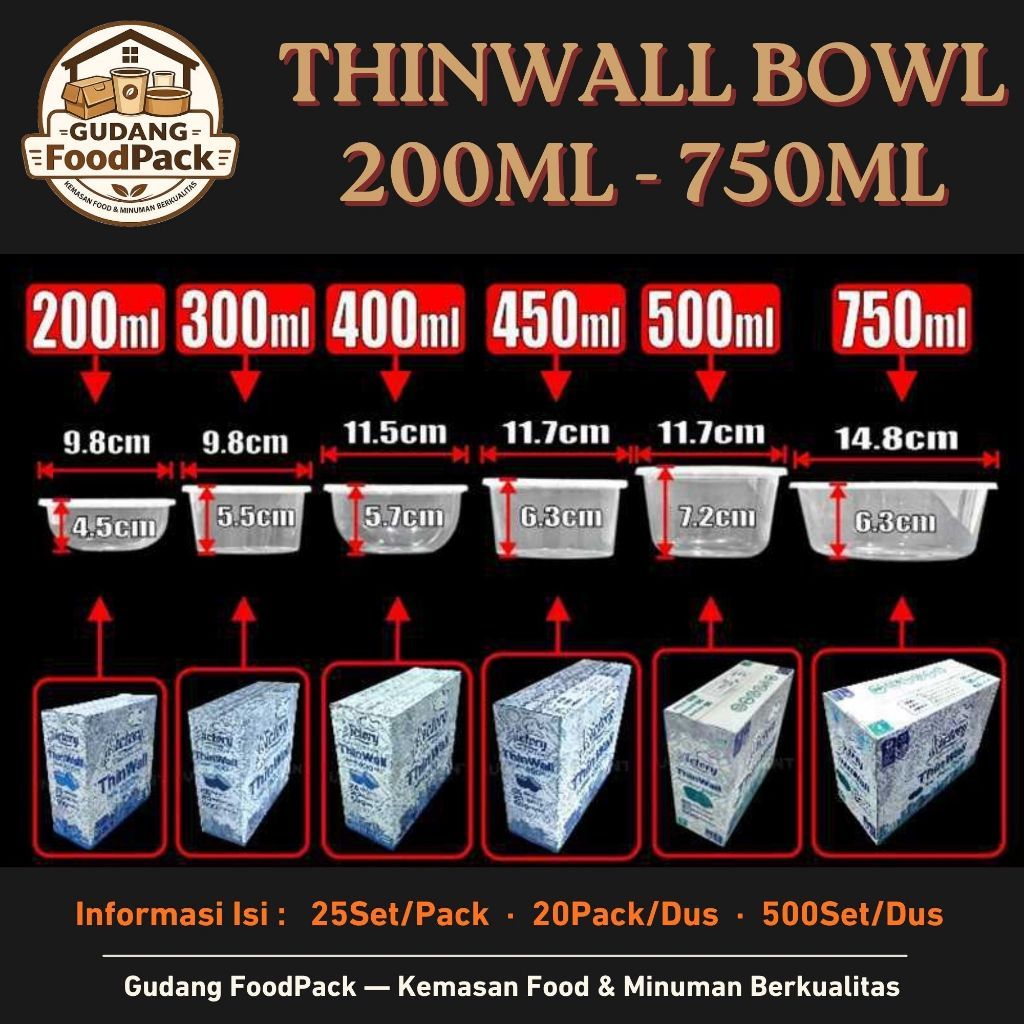 DUS / Thinwall Bulat / Thinwall Bowl / Thinwall Round / 200ml 400ml 500ml 650ml 750ml
