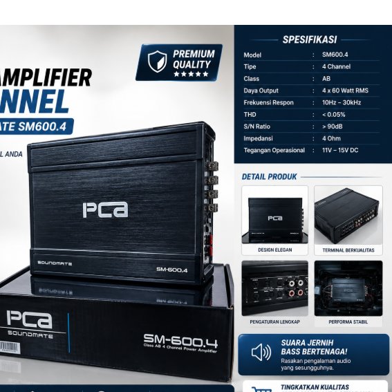 Power PCA 4 Channel PCA Soundmate SM600.4