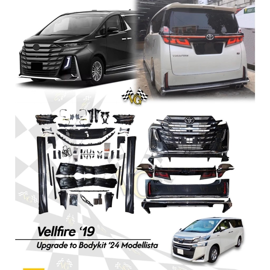 Bodykit Vellfire 2015 - 2023 To 2024 2025 Modellista Terbaru Upgrade Bodykit Vellfire Modellista